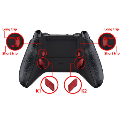 eXtremeRate Retail Scarlet Red Soft Touch Grip Replacement Redesigned Back Buttons HK3 HK4 Trigger lock K1 K2 Paddles for eXtremeRate Xbox One S X Controller LOFTY Remap & Trigger Stop Kit - XOMD0035