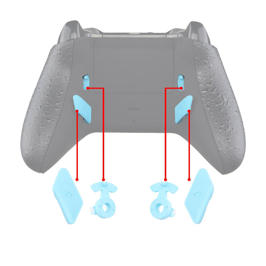 eXtremeRate Retail Heaven Blue Soft Touch Grip Replacement Redesigned Back Buttons HK3 HK4 Trigger lock K1 K2 Paddles for eXtremeRate Xbox One S X Controller LOFTY Remap & Trigger Stop Kit - XOMD0038