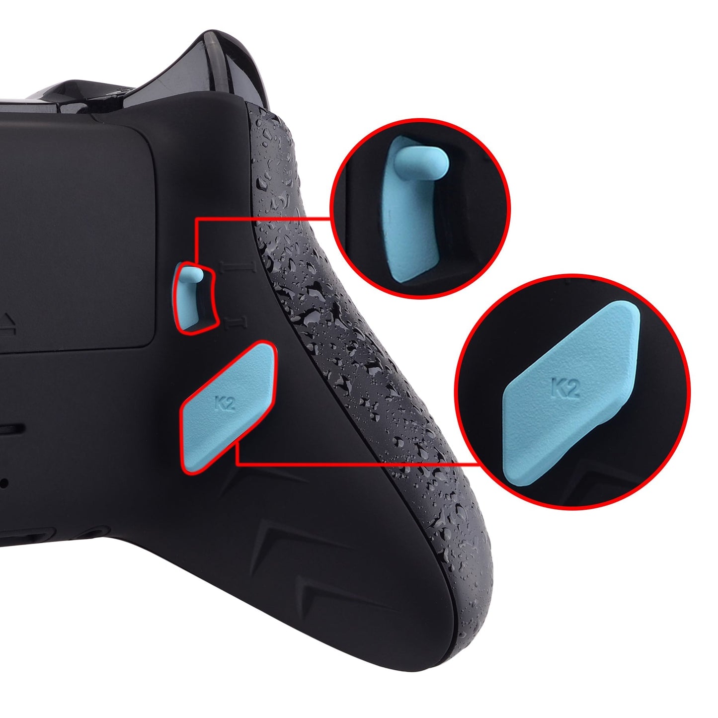 eXtremeRate Retail Heaven Blue Soft Touch Grip Replacement Redesigned Back Buttons HK3 HK4 Trigger lock K1 K2 Paddles for eXtremeRate Xbox One S X Controller LOFTY Remap & Trigger Stop Kit - XOMD0038