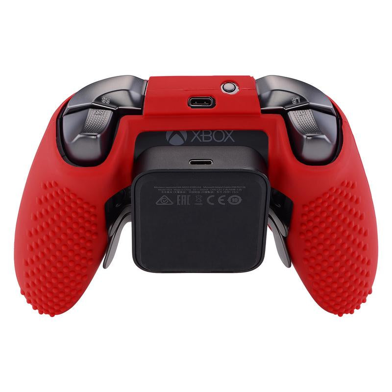 eXtremeRate Retail Red Soft Anti-Slip Silicone Cover Skins, Controller Protective Case for New Xbox One Elite Series 2 with Thumb Grips Analog Caps -XBOWP0043GC