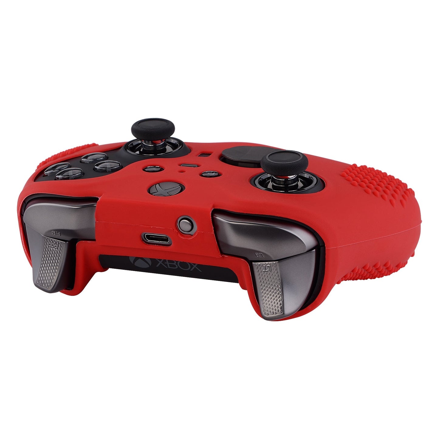 eXtremeRate Retail Red Soft Anti-Slip Silicone Cover Skins, Controller Protective Case for New Xbox One Elite Series 2 with Thumb Grips Analog Caps -XBOWP0043GC