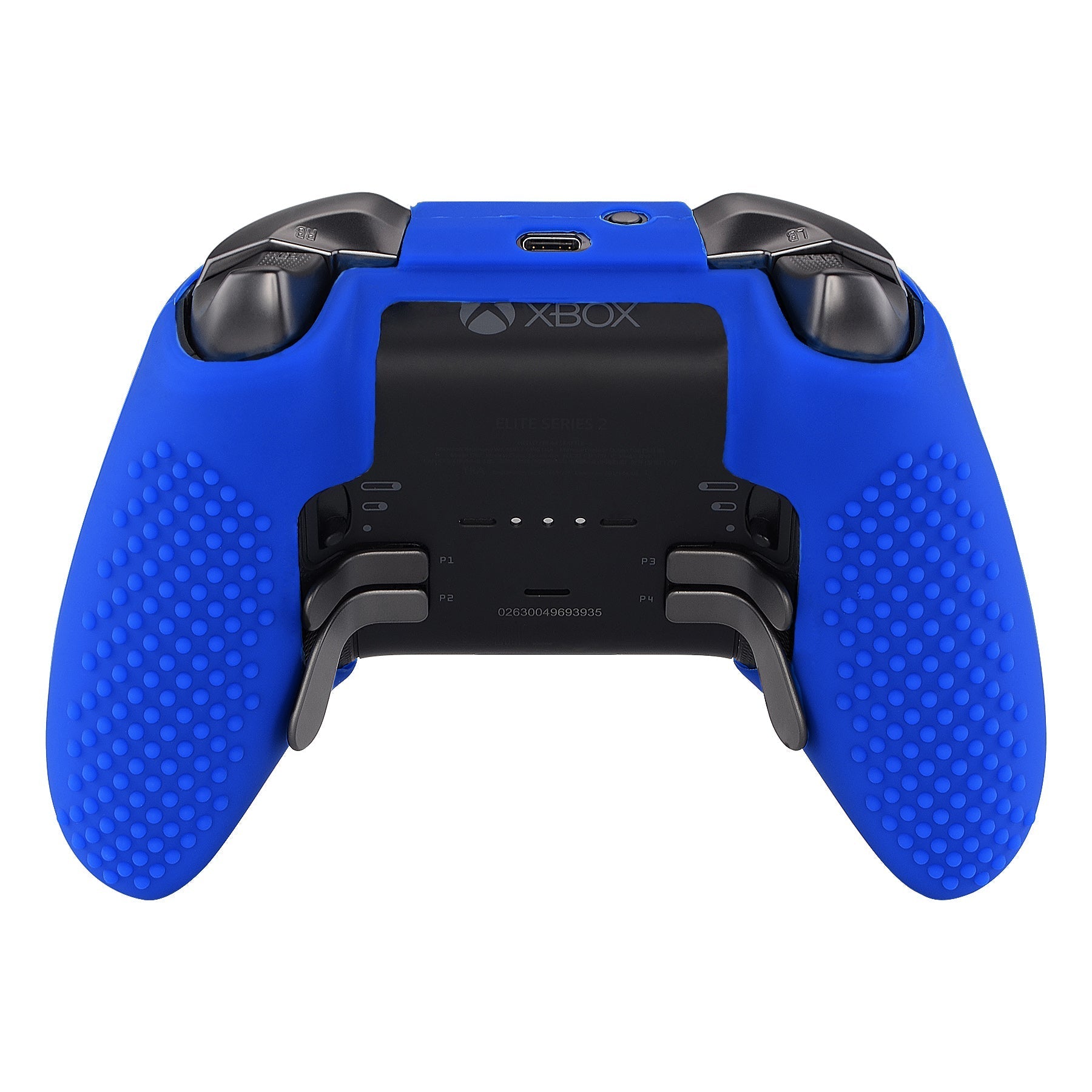 eXtremeRate Retail Blue Soft Anti-Slip Silicone Cover Skins, Controller Protective Case for New Xbox One Elite Series 2 with Thumb Grips Analog Caps -XBOWP0047GC