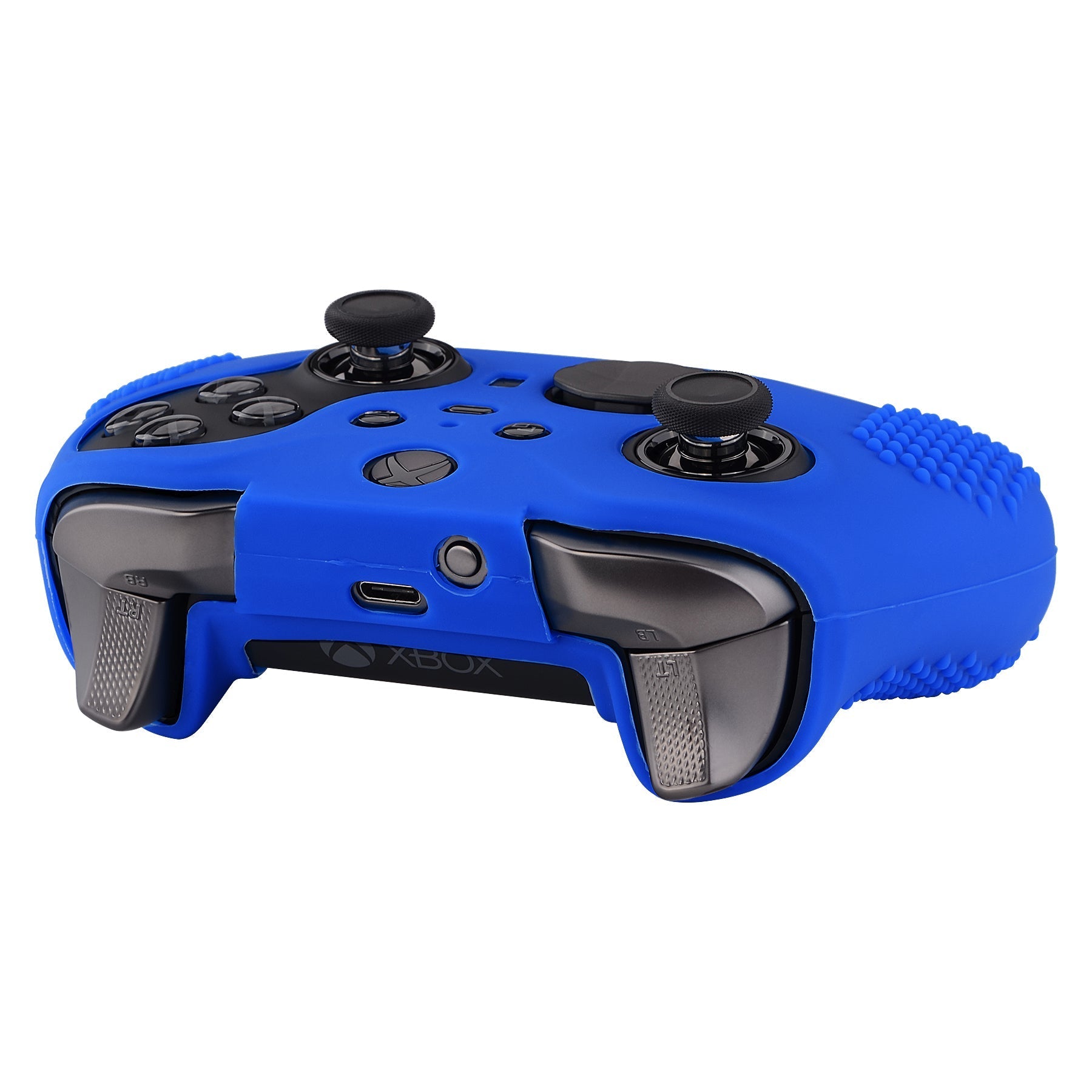 eXtremeRate Retail Blue Soft Anti-Slip Silicone Cover Skins, Controller Protective Case for New Xbox One Elite Series 2 with Thumb Grips Analog Caps -XBOWP0047GC