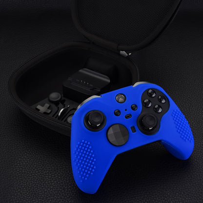 eXtremeRate Retail Blue Soft Anti-Slip Silicone Cover Skins, Controller Protective Case for New Xbox One Elite Series 2 with Thumb Grips Analog Caps -XBOWP0047GC