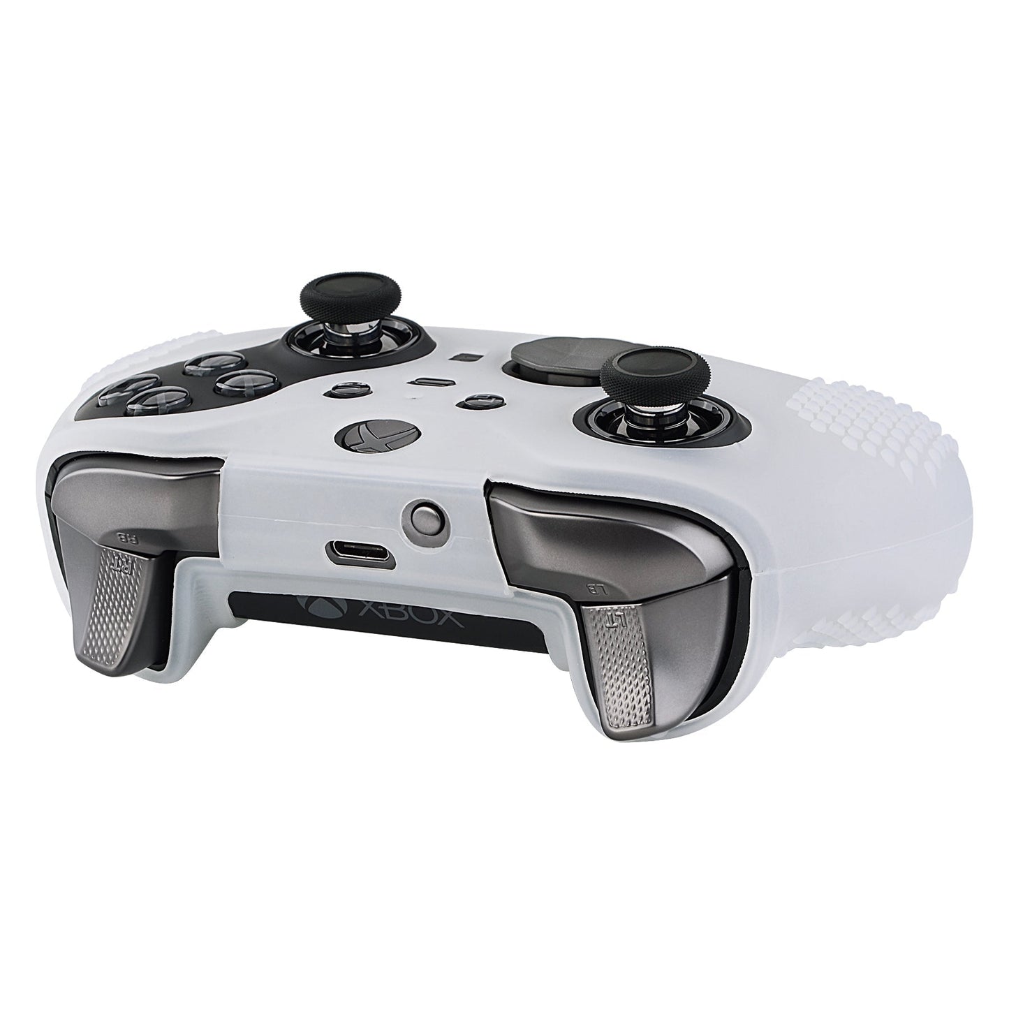 eXtremeRate Retail Semi-Transparent Clear Soft Anti-Slip Silicone Cover Skins, Controller Protective Case for New Xbox One Elite Series 2 with Thumb Grips Analog Caps -XBOWP0046GC