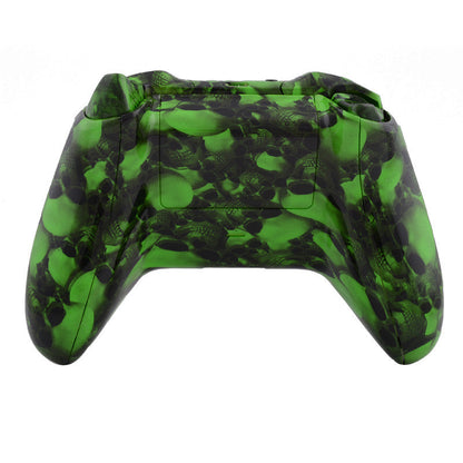 eXtremeRate Retail Green Skull Patterned Full Shell with Buttons Custom Kits for Xbox One Controller - XOS033