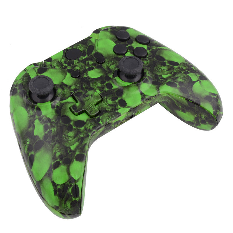 eXtremeRate Retail Green Skull Patterned Full Shell with Buttons Custom Kits for Xbox One Controller - XOS033