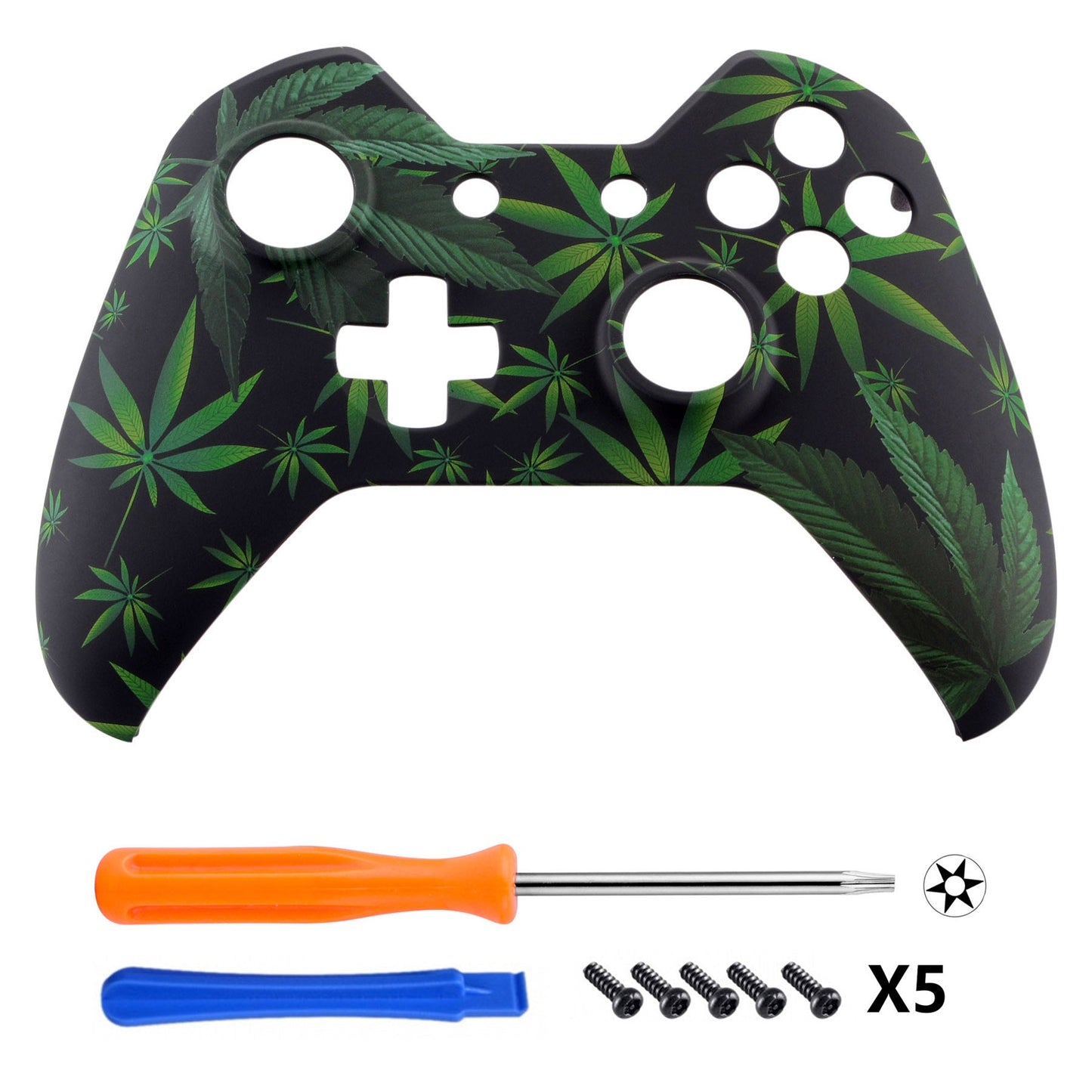 eXtremeRate Replacement Front Housing Shell for Xbox One Controller - Green Weeds eXtremeRate