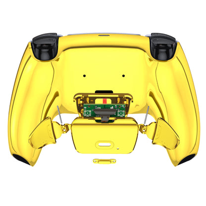 eXtremeRate Retail Chrome Gold Back Paddles Remappable Rise Remap Kit with Upgrade Board & Redesigned Back Shell & Back Buttons Attachment for PS5 Controller BDM-010 &BDM-020 - XPFD4001G2