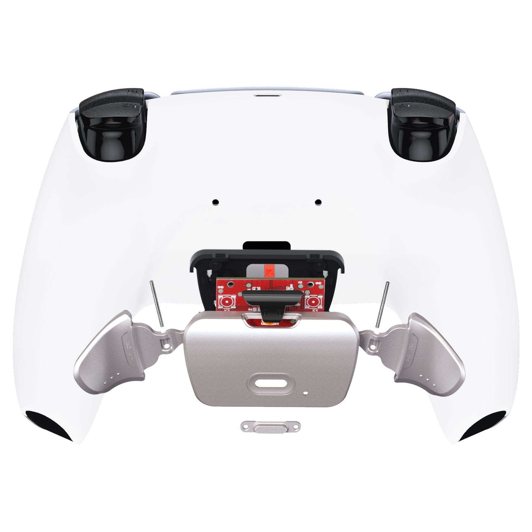 eXtremeRate Retail White Real Metal Buttons (RMB) Version RISE 2.0 Remap Kit with Upgrade Board & Redesigned Back Shell & Remappable Back Buttons Attachment for PS5 Controller BDM-010 & BDM-020 - XPFJ7003