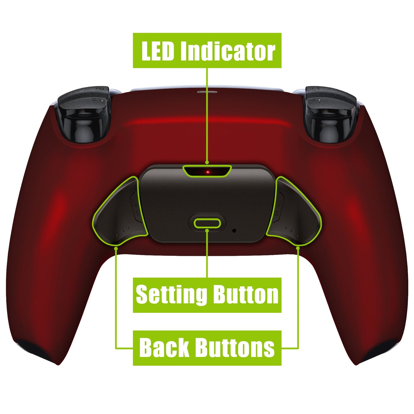 eXtremeRate Retail Scarlet Red Real Metal Buttons (RMB) Version RISE 2.0 Remap Kit with Upgrade Board & Redesigned Back Shell & Remappable Back Buttons Attachment for PS5 Controller BDM-010 & BDM-020 - XPFJ7004