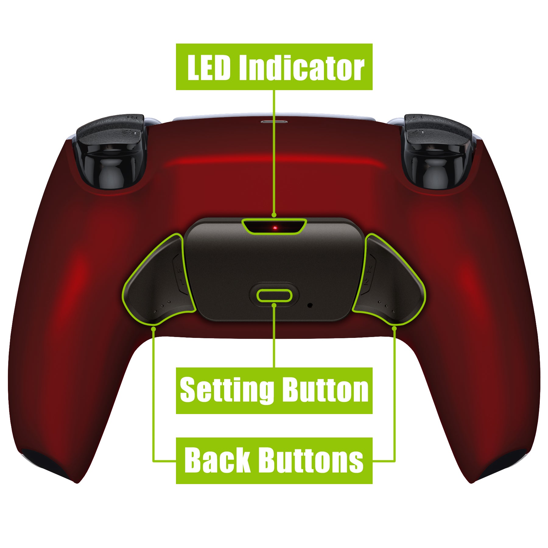 eXtremeRate Retail Scarlet Red Real Metal Buttons (RMB) Version RISE 2.0 Remap Kit with Upgrade Board & Redesigned Back Shell & Remappable Back Buttons Attachment for PS5 Controller BDM-010 & BDM-020 - XPFJ7004