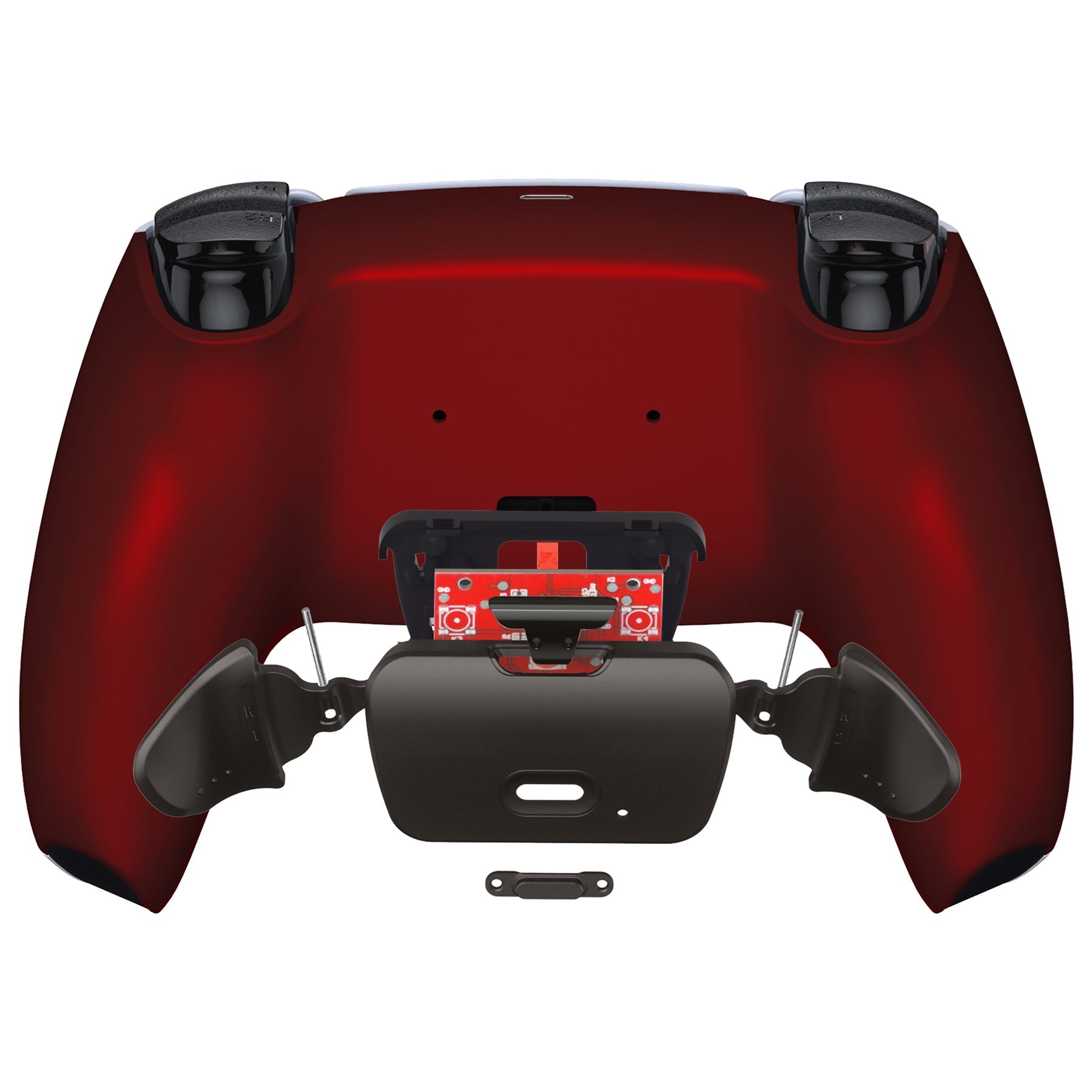 eXtremeRate Retail Scarlet Red Real Metal Buttons (RMB) Version RISE 2.0 Remap Kit with Upgrade Board & Redesigned Back Shell & Remappable Back Buttons Attachment for PS5 Controller BDM-010 & BDM-020 - XPFJ7004