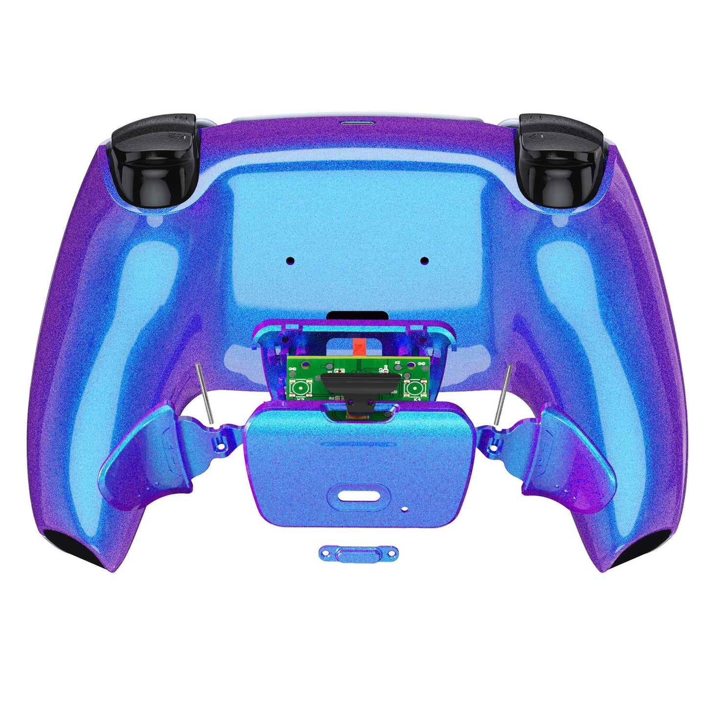 eXtremeRate Retail Chameleon Purple Blue Back Paddles Remappable Rise Remap Kit with Upgrade Board & Redesigned Back Shell & Back Buttons Attachment for ps5 Controller BDM-010 & BDM-020 - XPFP3001G2