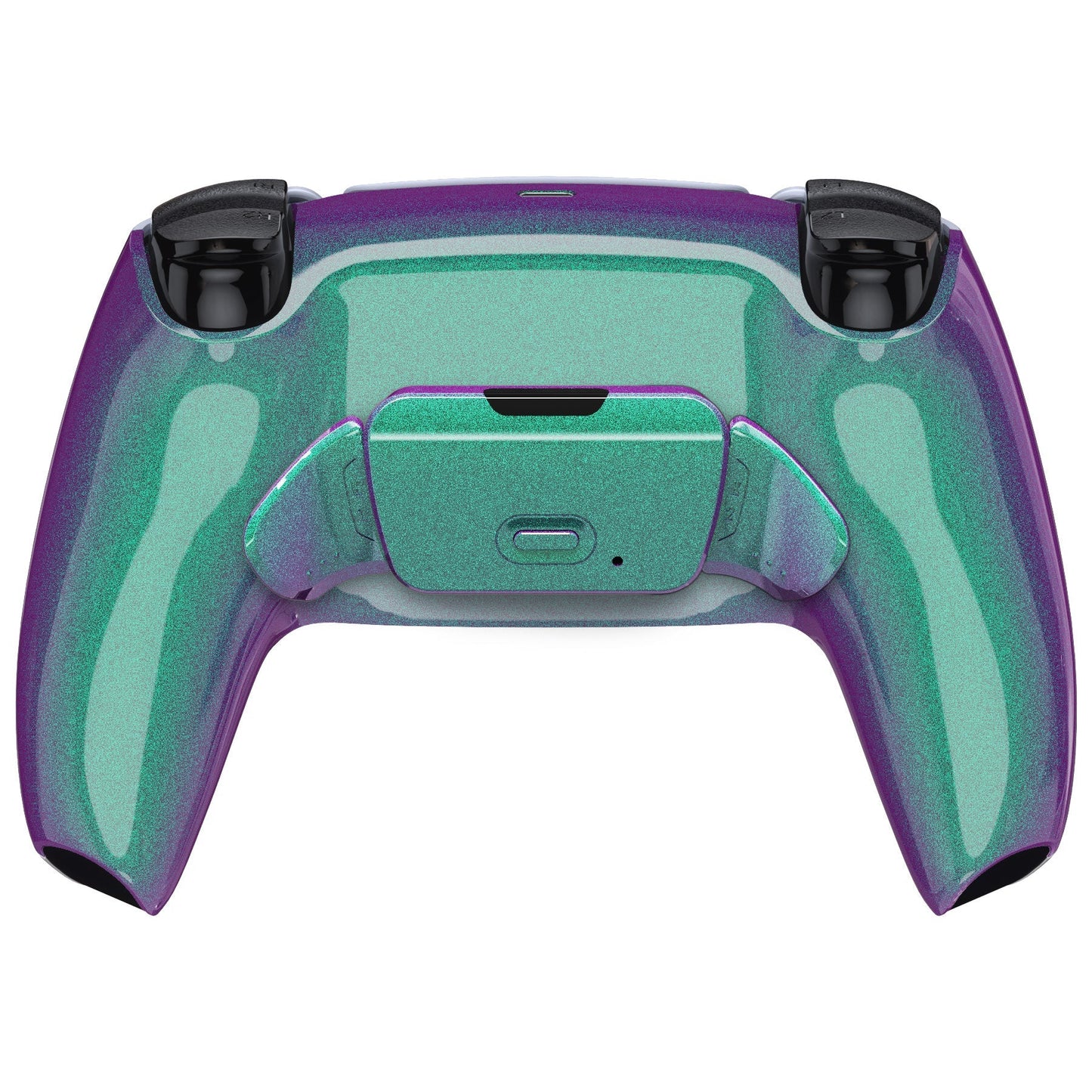 eXtremeRate Retail Chameleon Green Purple Back Paddles Remappable Rise Remap Kit with Upgrade Board & Redesigned Back Shell & Back Buttons Attachment for ps5 Controller BDM-010 & BDM-020 - XPFP3002G2