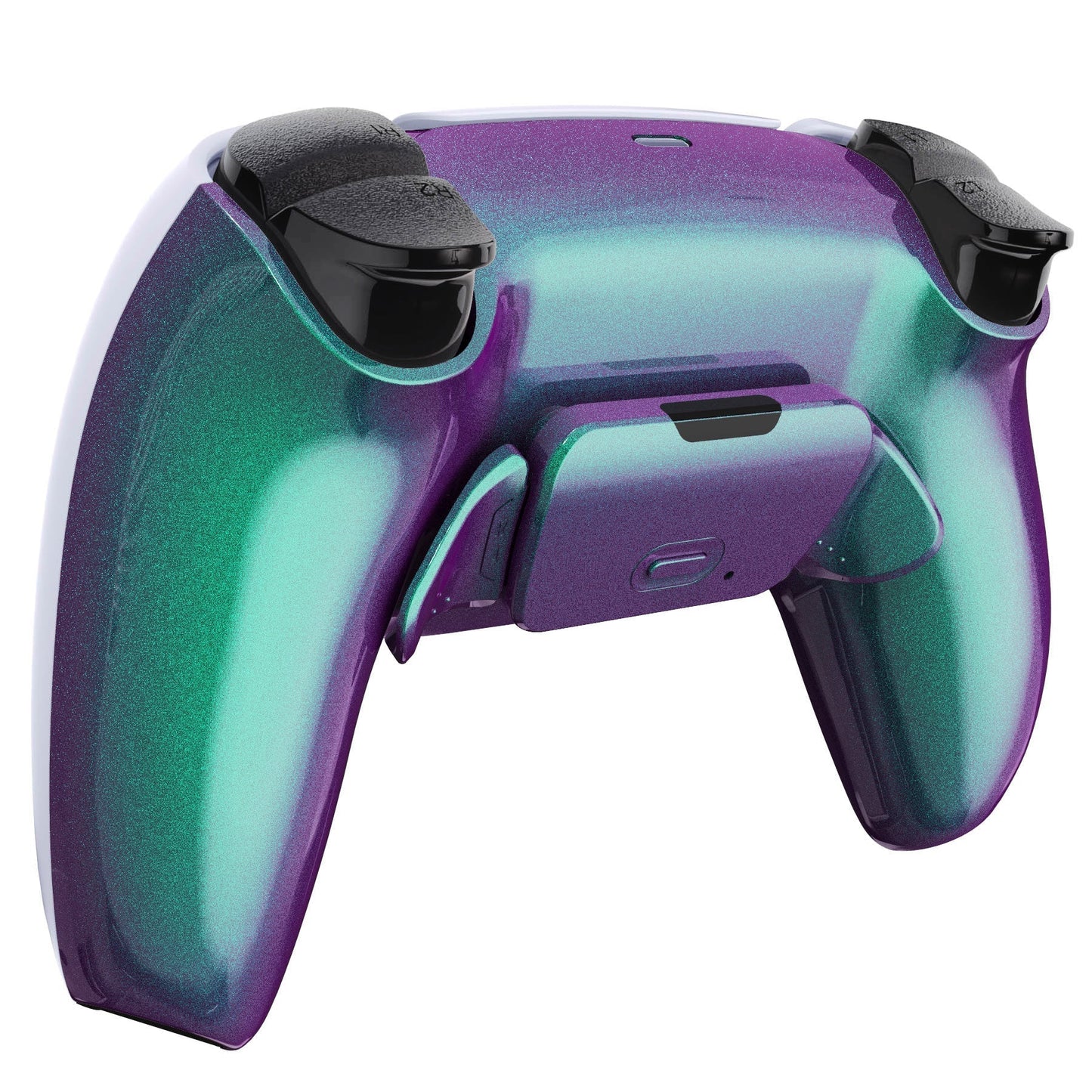 eXtremeRate Retail Chameleon Green Purple Back Paddles Remappable Rise Remap Kit with Upgrade Board & Redesigned Back Shell & Back Buttons Attachment for ps5 Controller BDM-010 & BDM-020 - XPFP3002G2