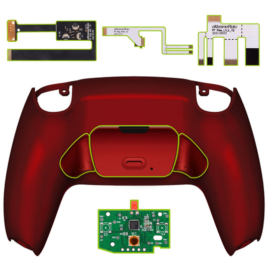 eXtremeRate Retail Scarlet Red Back Paddles Remappable Rise Remap Kit with Upgrade Board & Redesigned Back Shell & Back Buttons Attachment for ps5 Controller BDM-010 & BDM-020 - XPFP3003G2