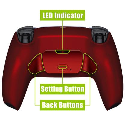 eXtremeRate Retail Scarlet Red Back Paddles Remappable Rise Remap Kit with Upgrade Board & Redesigned Back Shell & Back Buttons Attachment for ps5 Controller BDM-010 & BDM-020 - XPFP3003G2