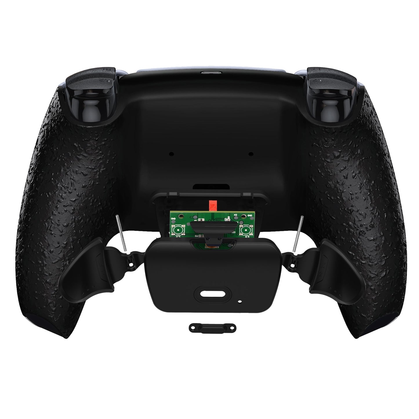 eXtremeRate Retail Textured Black Back Paddles Remappable Rise Remap Kit with Upgrade Board & Redesigned Back Shell & Back Buttons Attachment for ps5 Controller BDM-010 & BDM-020 - XPFP3040G2