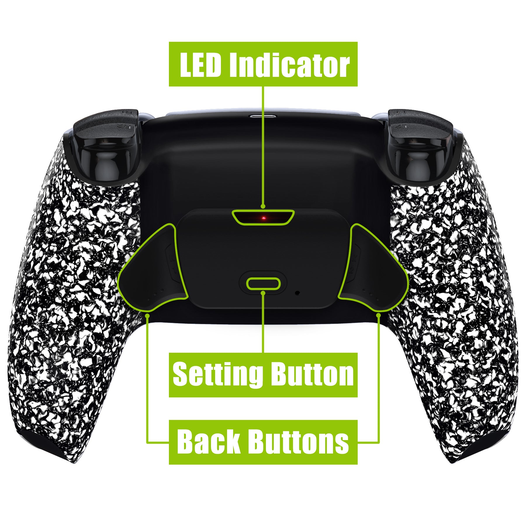 eXtremeRate Retail Textured White Back Paddles Remappable Rise Remap Kit with Upgrade Board & Redesigned Back Shell & Back Buttons Attachment for ps5 Controller BDM-010 & BDM-020 - XPFP3041G2