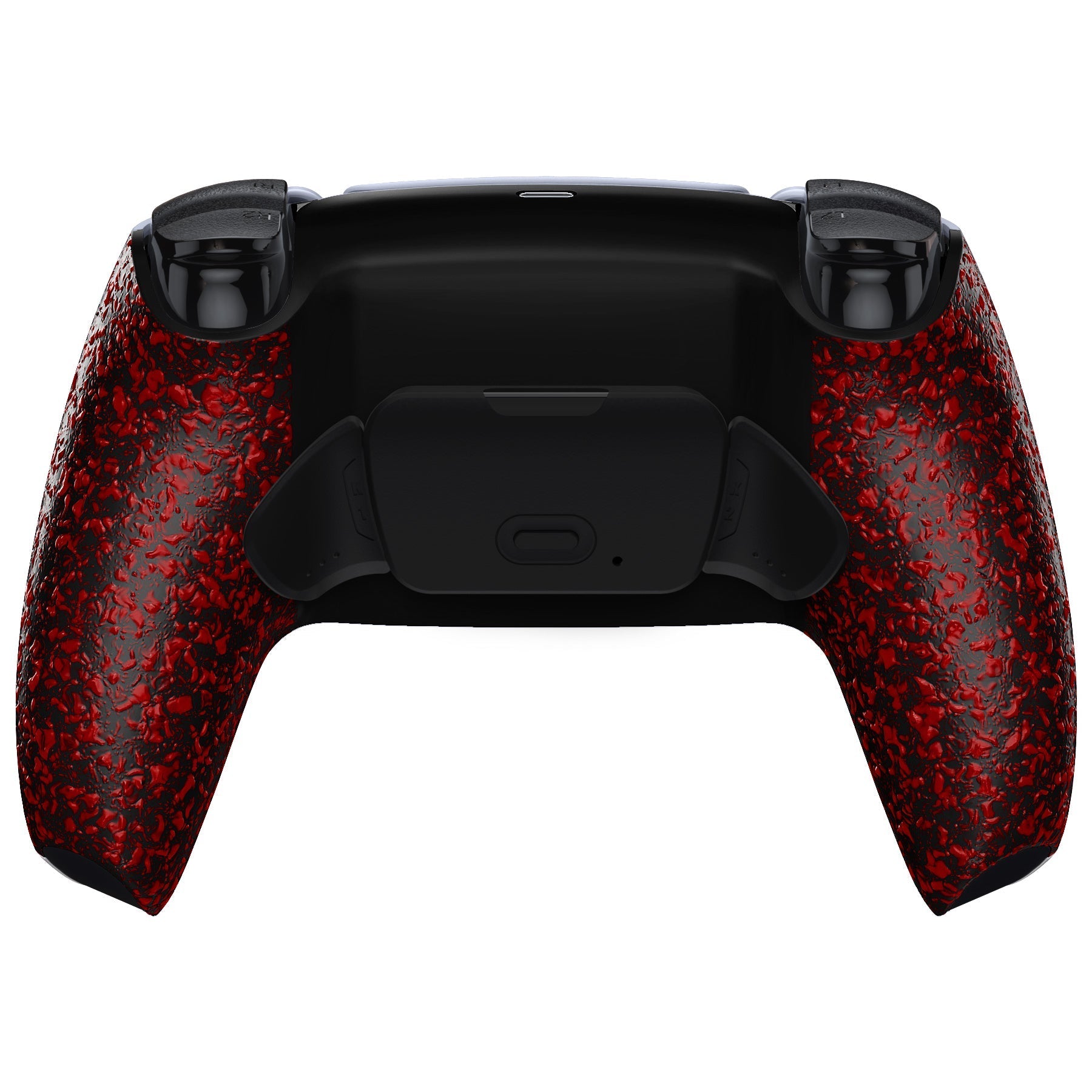 eXtremeRate Retail Textured Red Back Paddles Remappable Rise Remap Kit with Upgrade Board & Redesigned Back Shell & Back Buttons Attachment for ps5 Controller BDM-010 & BDM-020 - XPFP3042G2