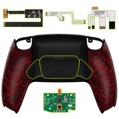 eXtremeRate Retail Textured Red Back Paddles Remappable Rise Remap Kit with Upgrade Board & Redesigned Back Shell & Back Buttons Attachment for ps5 Controller BDM-010 & BDM-020 - XPFP3042G2