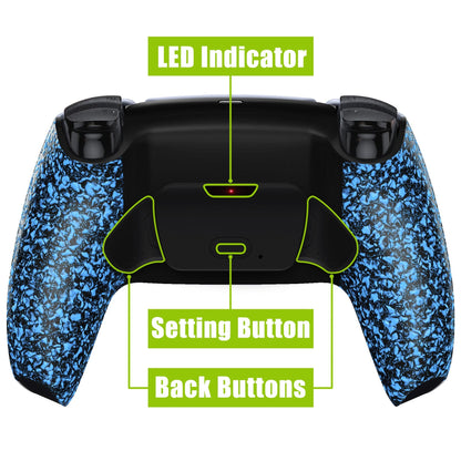 eXtremeRate Retail Textured Blue Back Paddles Remappable Rise Remap Kit with Upgrade Board & Redesigned Back Shell & Back Buttons Attachment for ps5 Controller BDM-010 & BDM-020 - XPFP3043G2