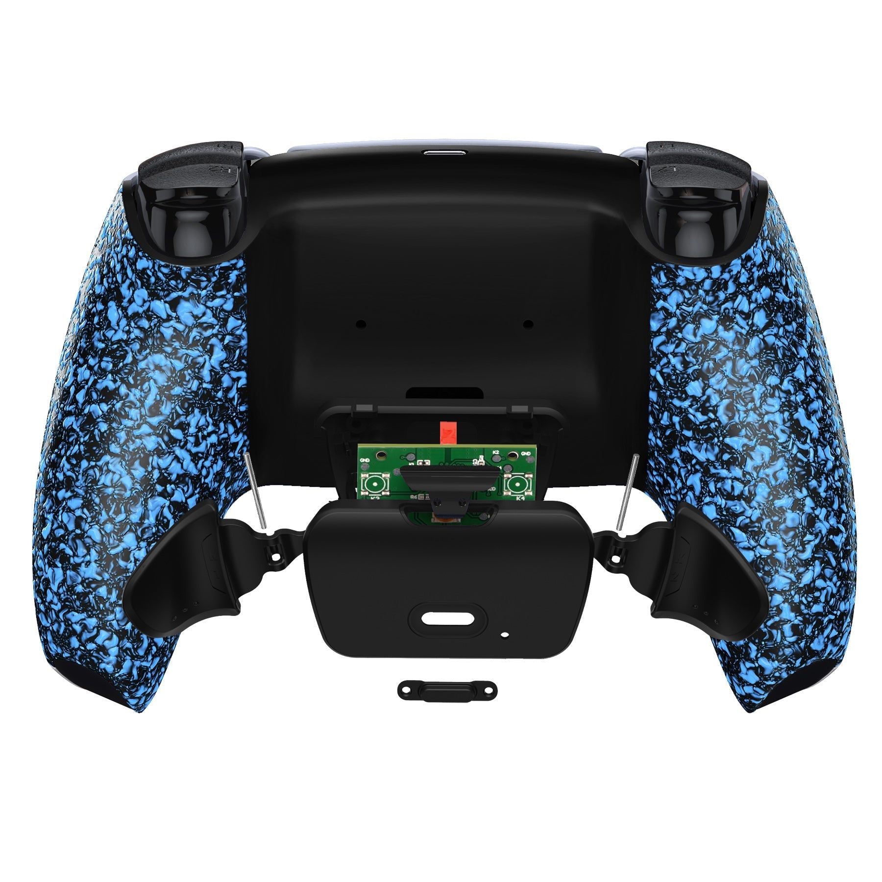 eXtremeRate Retail Textured Blue Back Paddles Remappable Rise Remap Kit with Upgrade Board & Redesigned Back Shell & Back Buttons Attachment for ps5 Controller BDM-010 & BDM-020 - XPFP3043G2