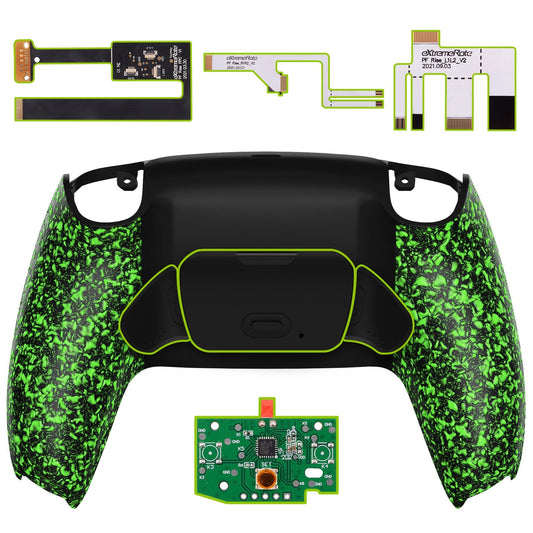 eXtremeRate Retail Textured Green Back Paddles Remappable Rise Remap Kit with Upgrade Board & Redesigned Back Shell & Back Buttons Attachment for ps5 Controller BDM-010 & BDM-020 - XPFP3044G2