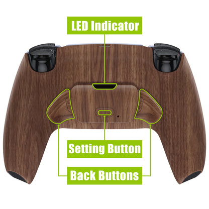 eXtremeRate Retail Wood Grain Back Paddles Remappable Rise Remap Kit with Upgrade Board & Redesigned Back Shell & Back Buttons Attachment for PS5 Controller BDM-010 & BDM-020 - XPFS2001G2