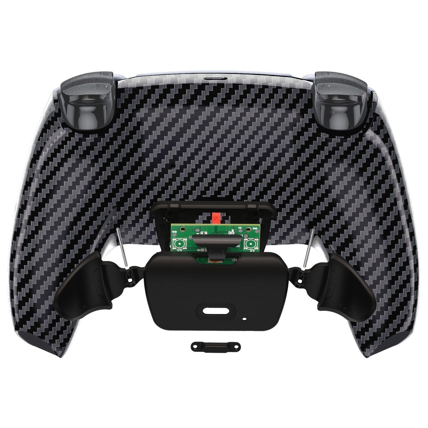 eXtremeRate Retail Graphite Carbon Fiber Pattern Back Paddles Remappable Rise Remap Kit with Upgrade Board & Redesigned Back Shell & Back Buttons Attachment for PS5 Controller BDM-010 & BDM-020 - XPFS2002G2