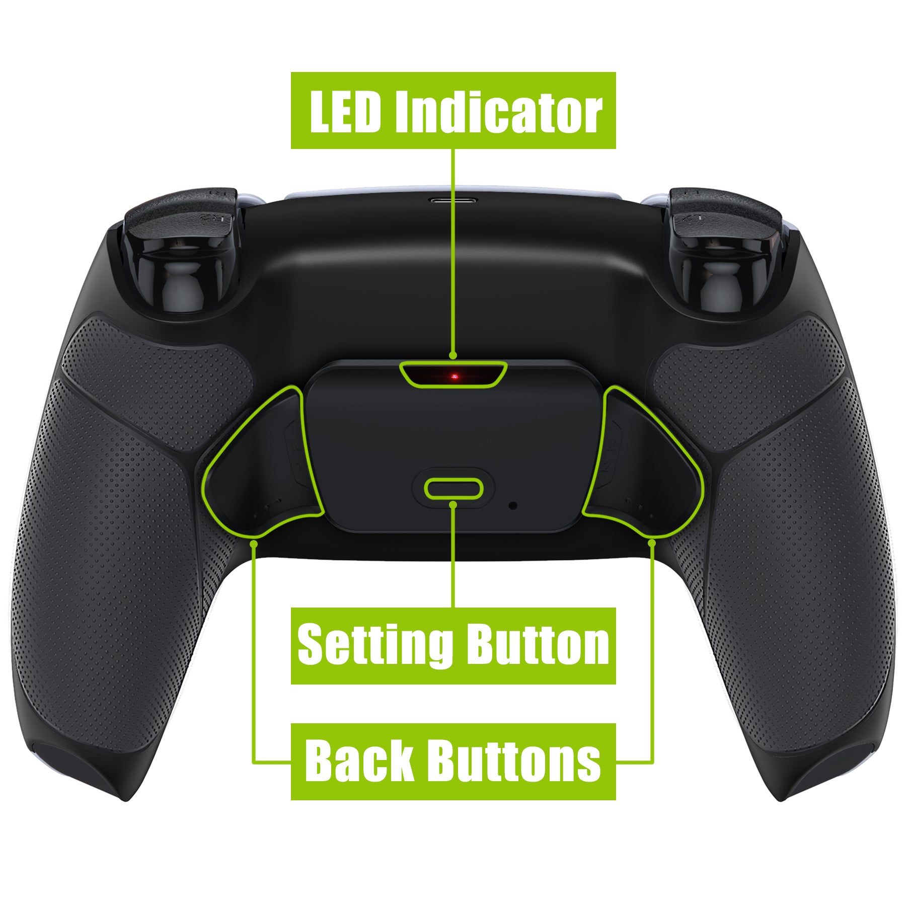 eXtremeRate Retail Black Rubberized Grip  Back Paddles Remappable Rise Remap Kit with Upgrade Board & Redesigned Back Shell & Back Buttons Attachment for PS5 Controller BDM-010 & BDM-020 - XPFU6001