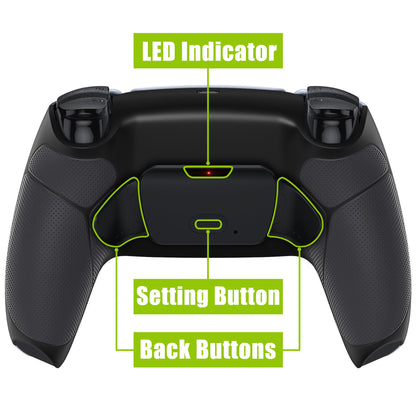 eXtremeRate Retail Black Rubberized Grip  Back Paddles Remappable Rise Remap Kit with Upgrade Board & Redesigned Back Shell & Back Buttons Attachment for PS5 Controller BDM-010 & BDM-020 - XPFU6001