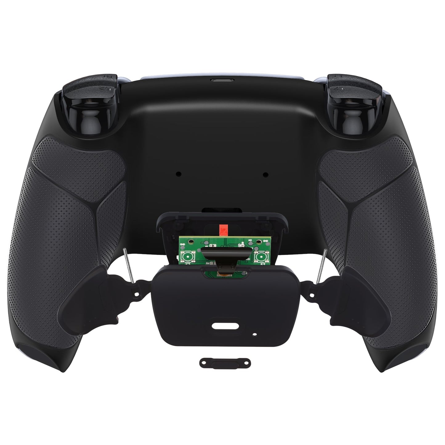 eXtremeRate Retail Black Rubberized Grip  Back Paddles Remappable Rise Remap Kit with Upgrade Board & Redesigned Back Shell & Back Buttons Attachment for PS5 Controller BDM-010 & BDM-020 - XPFU6001