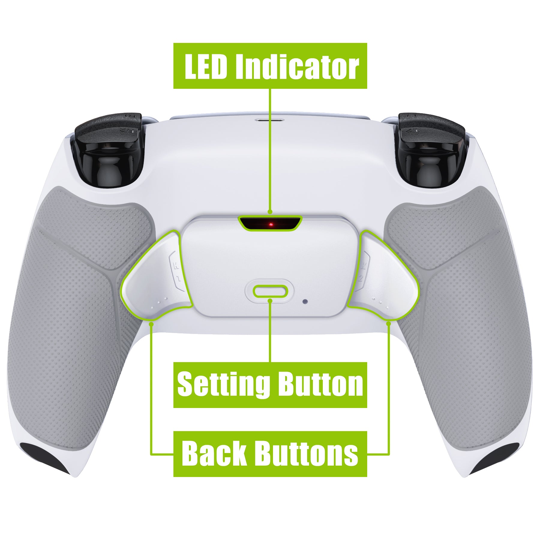 eXtremeRate Retail White Rubberized Grip Back Paddles Remappable Rise Remap Kit with Upgrade Board & Redesigned Back Shell & Back Buttons Attachment for PS5 Controller BDM-010 & BDM-020 - XPFU6002