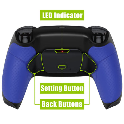 eXtremeRate Retail Blue Rubberized Grip Back Paddles Remappable Rise Remap Kit with Upgrade Board & Redesigned Back Shell & Back Buttons Attachment for PS5 Controller BDM-010 & BDM-020 - XPFU6003