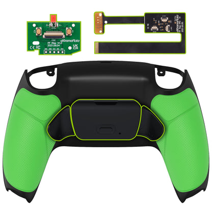 eXtremeRate Retail Green Rubberized Grip Back Paddles Remappable Rise Remap Kit with Upgrade Board & Redesigned Back Shell & Back Buttons Attachment for PS5 Controller BDM-010 & BDM-020 - XPFU6004