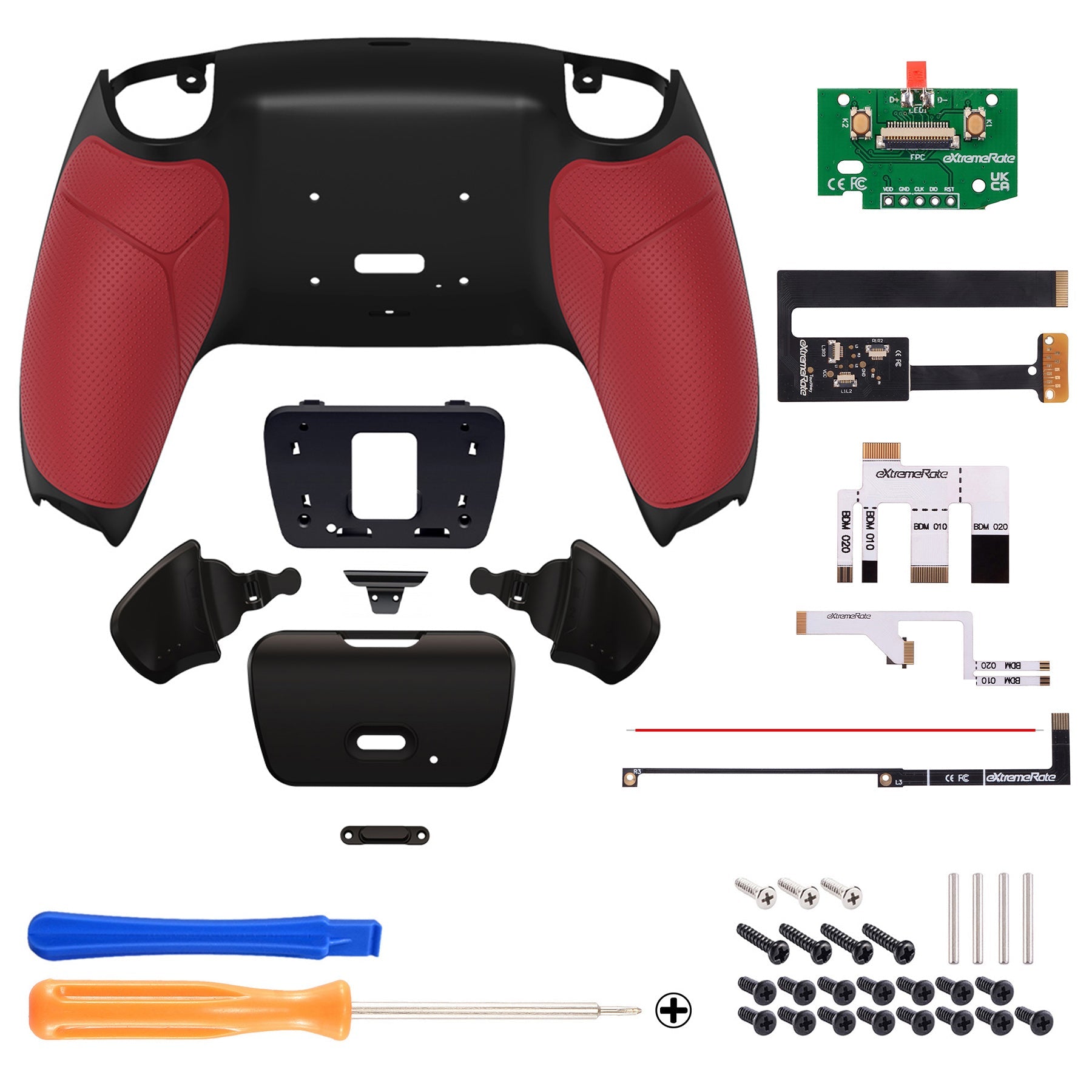 eXtremeRate Remappable Rise Remap Kit for PS5 Controller BDM-010 & BDM-020 - Rubberized Red eXtremeRate