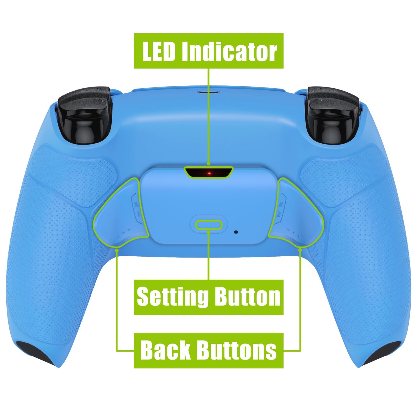 eXtremeRate Retail Starlight Blue Rubberized Grip Back Paddles Remappable Rise Remap Kit with Upgrade Board & Redesigned Back Shell & Back Buttons Attachment for PS5 Controller BDM-010 & BDM-020 - XPFU6006