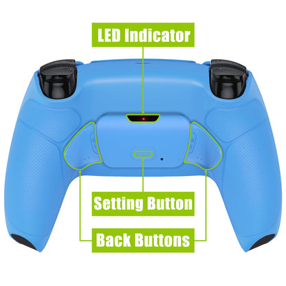 eXtremeRate Retail Starlight Blue Rubberized Grip Back Paddles Remappable Rise Remap Kit with Upgrade Board & Redesigned Back Shell & Back Buttons Attachment for PS5 Controller BDM-010 & BDM-020 - XPFU6006