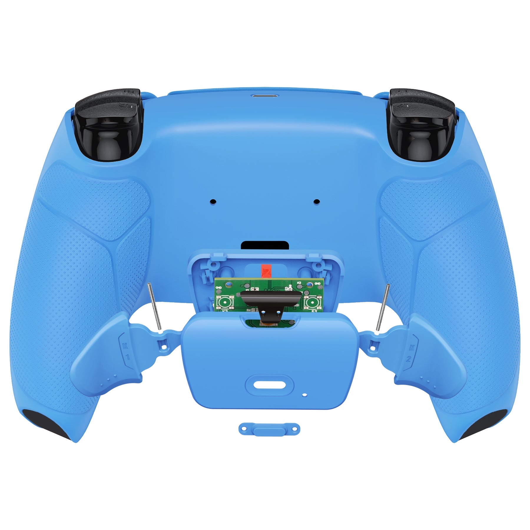 eXtremeRate Retail Starlight Blue Rubberized Grip Back Paddles Remappable Rise Remap Kit with Upgrade Board & Redesigned Back Shell & Back Buttons Attachment for PS5 Controller BDM-010 & BDM-020 - XPFU6006