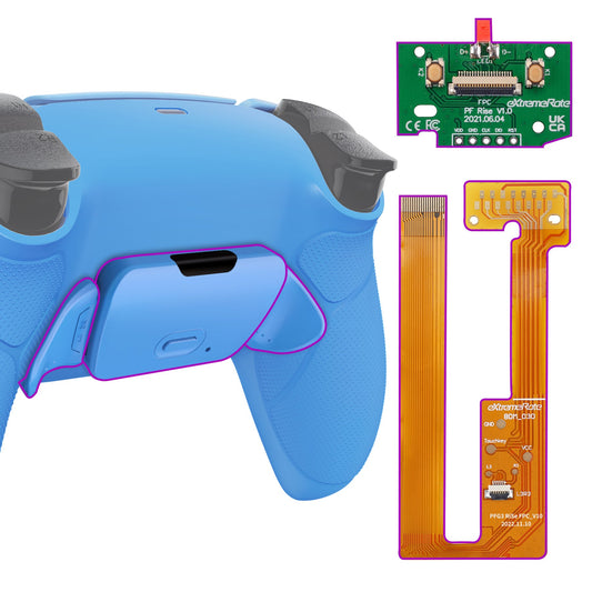 eXtremeRate Retail Starlight Blue Rubberized Grip Remappable RISE Remap Kit for PS5 Controller BDM-030, Upgrade Board & Redesigned Starlight Blue Back Shell & Back Buttons for PS5 Controller - Controller NOT Included - XPFU6006G3