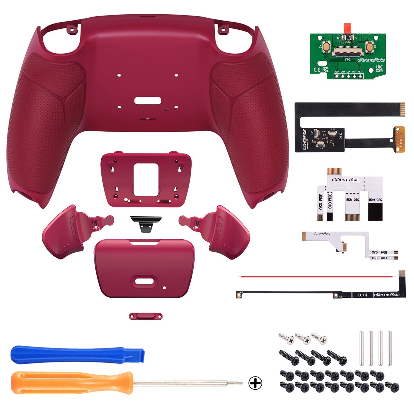 eXtremeRate Remappable Rise Remap Kit for PS5 Controller BDM-010 & BDM-020 - Rubberized Cosmic Red eXtremeRate