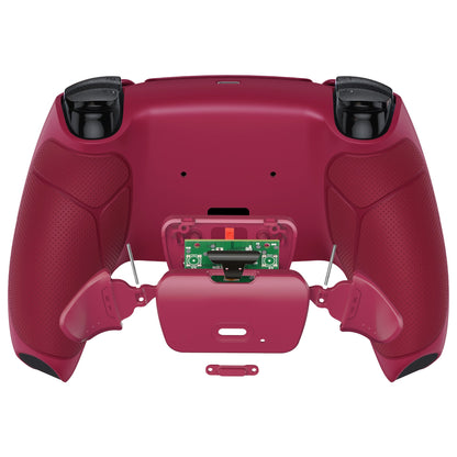 eXtremeRate Retail Cosmic Red Rubberized Grip Back Paddles Remappable Rise Remap Kit with Upgrade Board & Redesigned Back Shell & Back Buttons Attachment for PS5 Controller BDM-010 & BDM-020 - XPFU6008