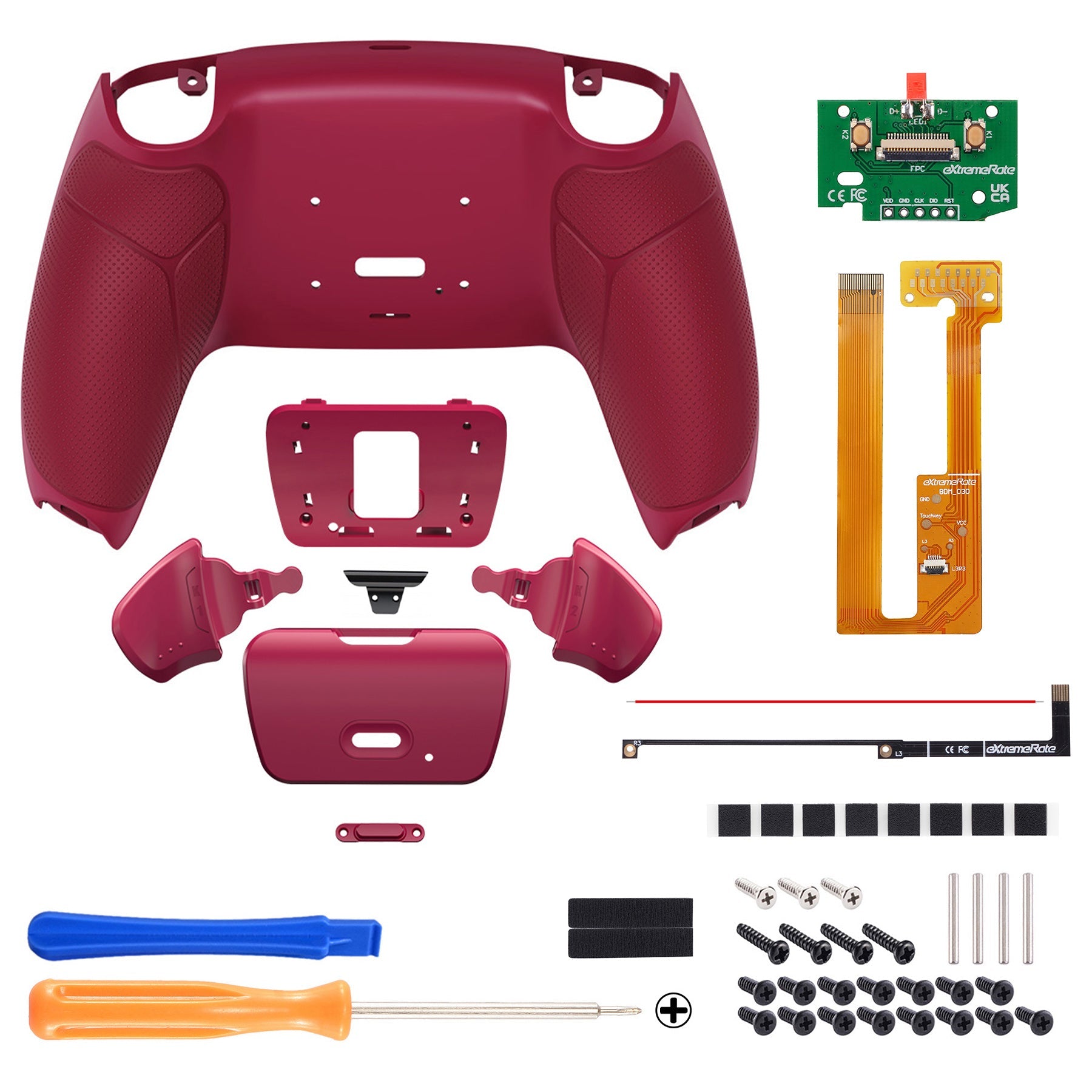 eXtremeRate Remappable RISE Remap Kit for PS5 Controller BDM-030/040 - Rubberized Cosmic Red eXtremeRate