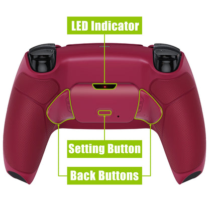 eXtremeRate Retail Cosmic Red Rubberized Grip Remappable RISE Remap Kit for PS5 Controller BDM-030, Upgrade Board & Redesigned Cosmic Red Back Shell & Back Buttons for PS5 Controller - Controller NOT Included - XPFU6008G3