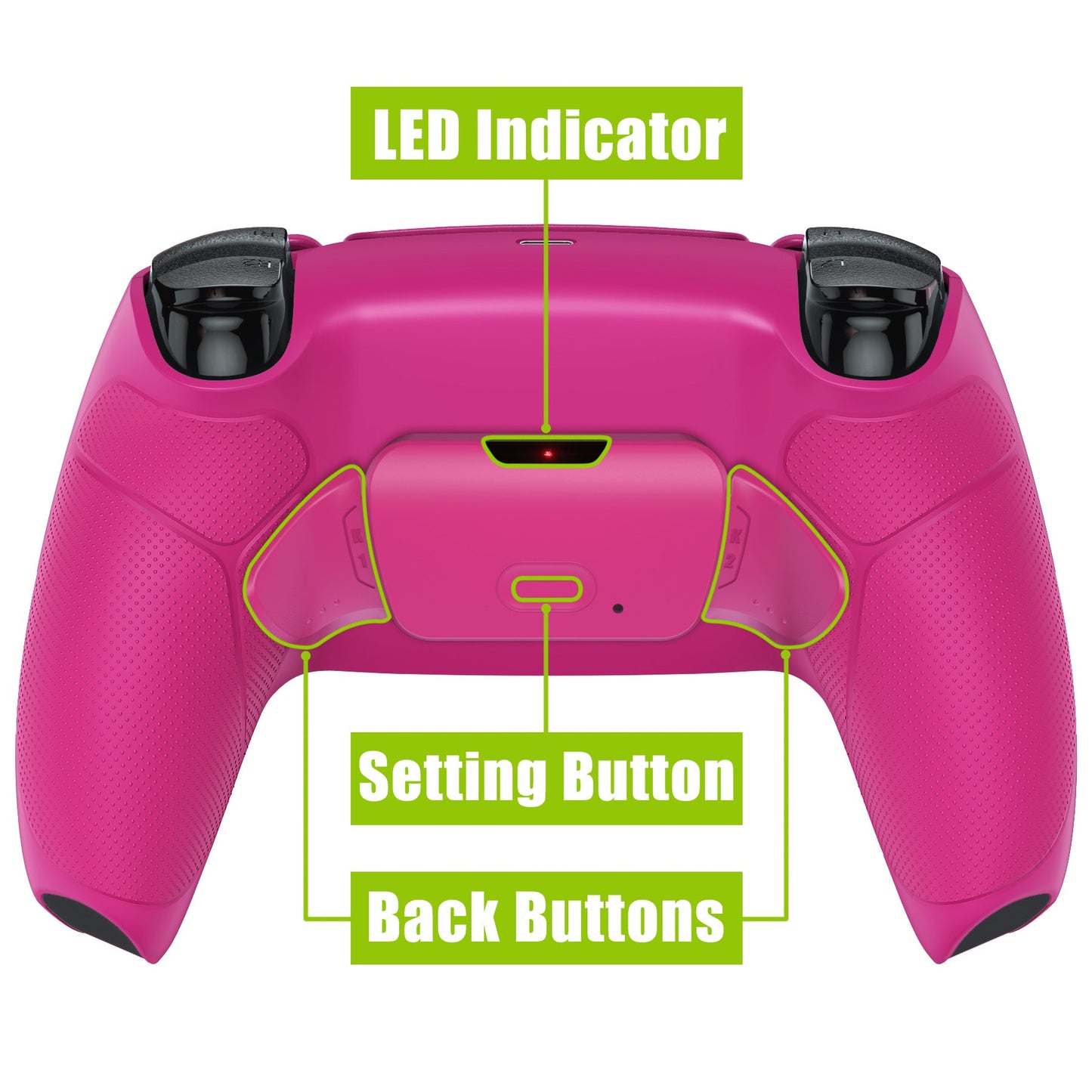 eXtremeRate Retail Nova Pink Rubberized Grip Back Paddles Remappable Rise Remap Kit with Upgrade Board & Redesigned Back Shell & Back Buttons Attachment for PS5 Controller BDM-010 & BDM-020 - XPFU6009