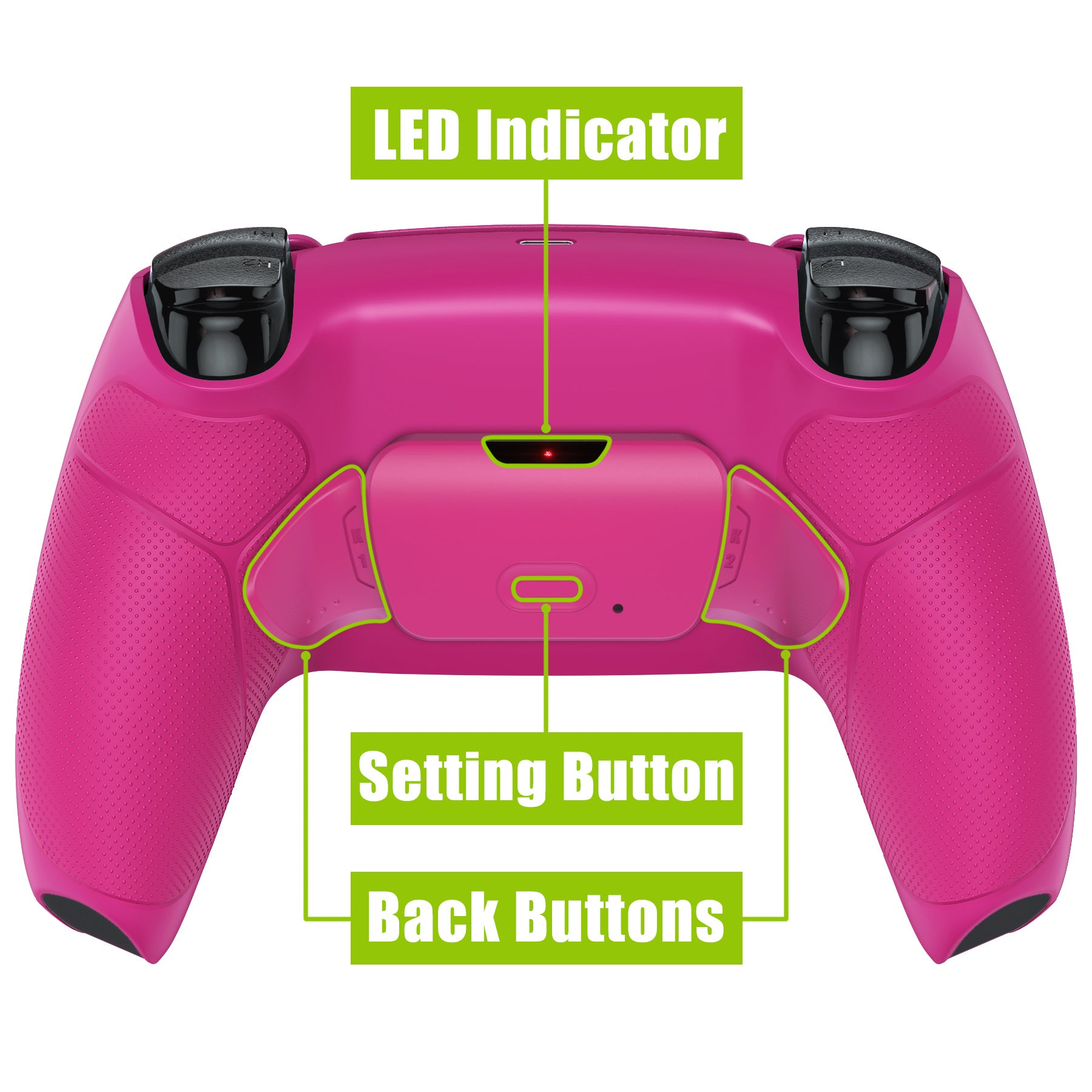 eXtremeRate Retail Nova Pink Rubberized Grip Back Paddles Remappable Rise Remap Kit with Upgrade Board & Redesigned Back Shell & Back Buttons Attachment for PS5 Controller BDM-010 & BDM-020 - XPFU6009