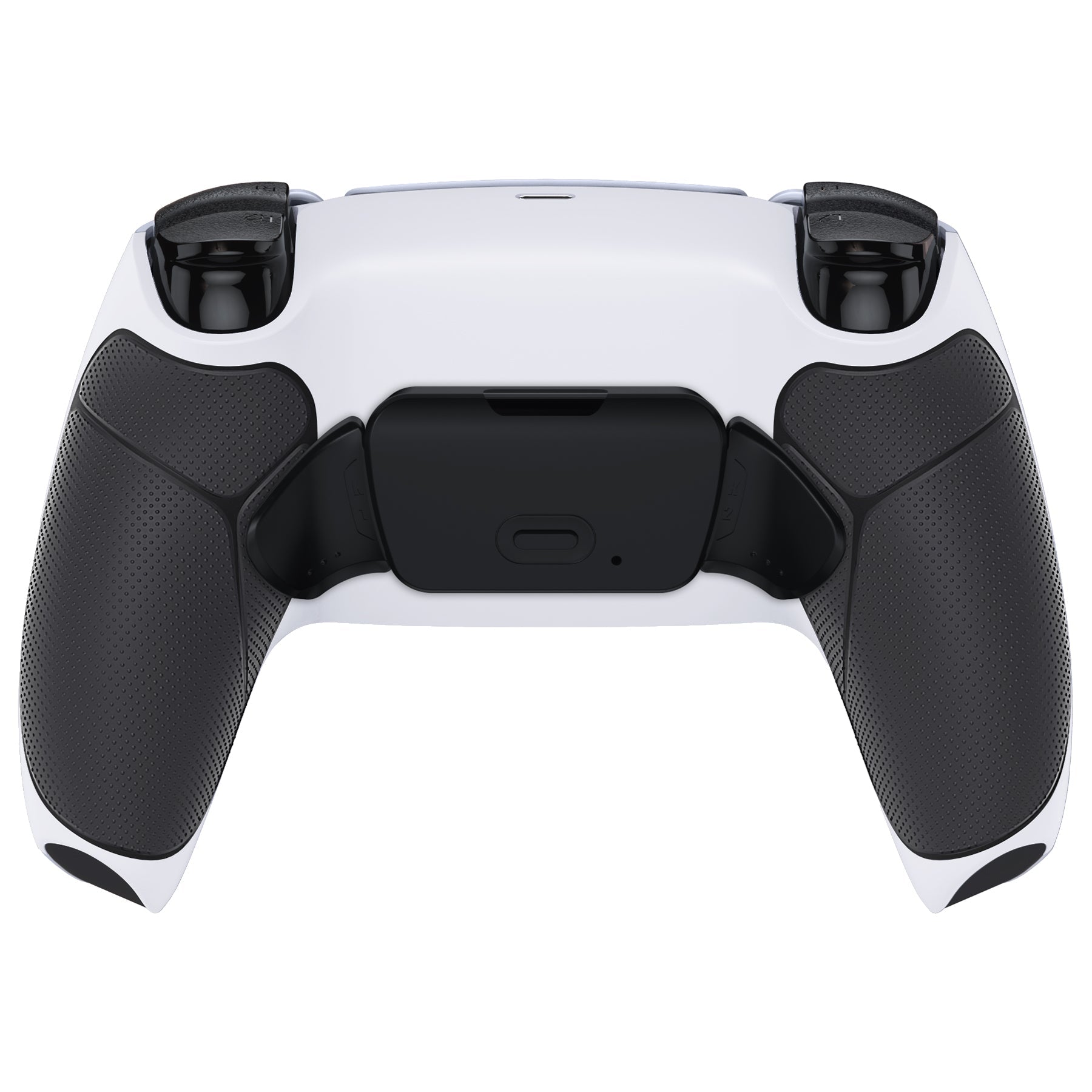 eXtremeRate Retail Rubberized White Black- Black Grip  Back Paddles Remappable Rise Remap Kit with Upgrade Board & Redesigned Back Shell & Back Buttons Attachment for PS5 Controller BDM-010 & BDM-020 - XPFU6010