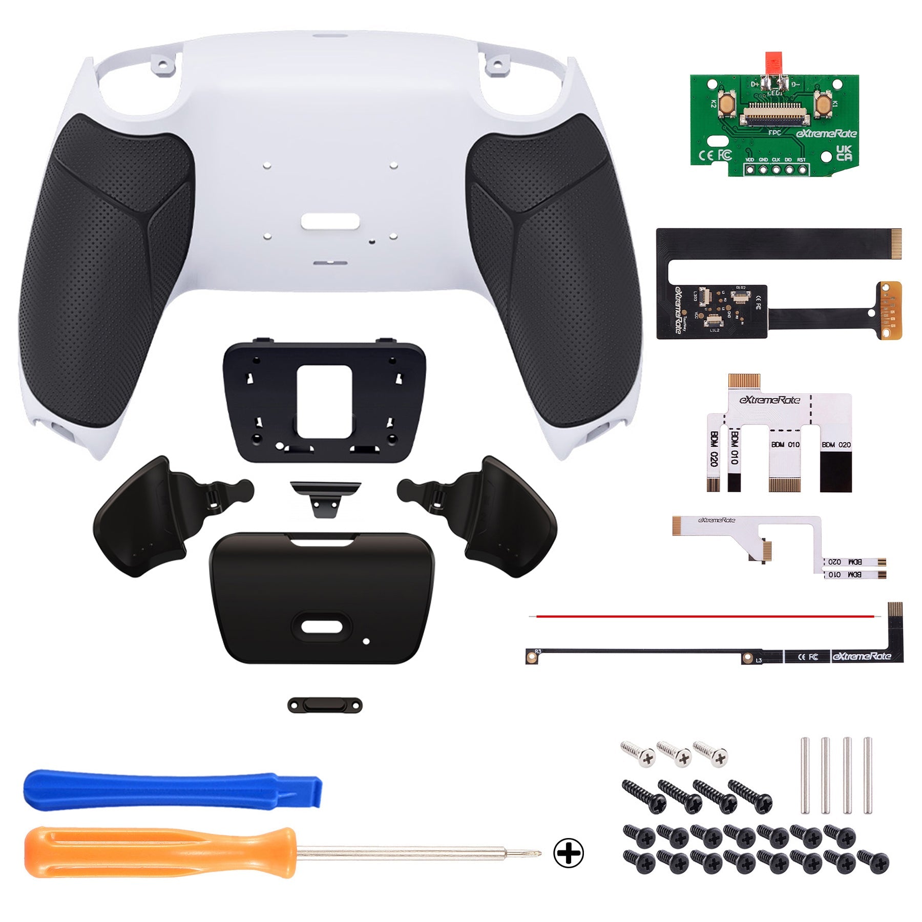 eXtremeRate Remappable Rise Remap Kit for PS5 Controller BDM-010 & BDM-020 - Rubberized Black Grip with Black Back Paddles eXtremeRate